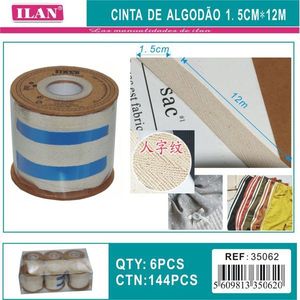 Cinta de algodón Ilan de 1.5 cm x 12 m con diseño de espiga para manualidades y costura - Product Image 3