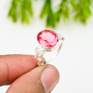 Pink <b>Quartz</b> 925 Silver Luxury Gemstone <b>Ring</b> for Party - Product Image 4