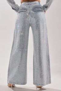 Women's <b>Sequined</b> Denim 2-Piece Set Loose Fit Geometric Print Wide Leg Pants With <b>Jacket</b> Casual All Seasons Style - Product Image 4