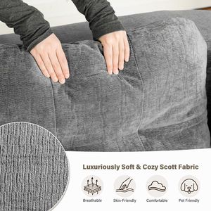 Divano letto Scott Queen con coperta, divano componibile senza struttura a nuvola per soggiorno, stile bracciolo dritto - Product Image 4