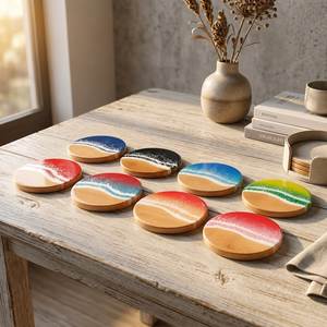 Emerald Vein Decorative <b>Coaster</b> <b>Ceramic</b> Round <b>Coaster</b> Set 350 Mm Wabi Sabi Design Non Slip Mats Pads Kitchen Decor <b>Coaster</b> Set - Product Image 3