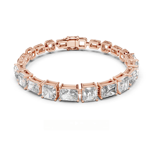 Bracelet tennis en or avec diamants taille princesse, bracelet éternité en diamants carrés de laboratoire, bijoux de luxe en diamants pour femmes - Product Image 1