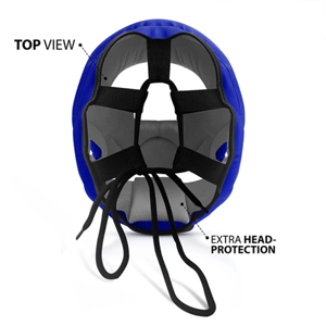 Protège-tête de boxe en cuir PU bleu avec fermeture auto-agrippante pour la protection de la tête des adultes unisexes - Product Image 4