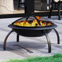 Brasero pliable en métal, grand modèle noir, portable, pour jardin, terrasse, feu de bois, barbecue, chauffage, camping, décoration de jardin