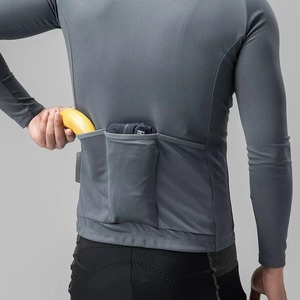 Maillot de cyclisme gris personnalisé pour homme à manches longues, fermeture éclair intégrale, anti-transpiration, respirant, séchage rapide, pour vélo de route - Product Image 4