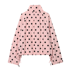 Pull-over en polyester tissé pour femme, à pois, col mandarin, manches classiques, longueur normale, style printemps, finition écologique - Product Image 4
