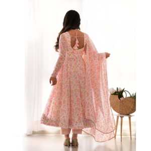 Hermoso vestido de talla XS Anarkali con estampado floral para ropa de fiesta - Product Image 5