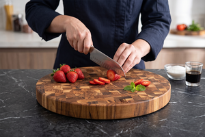 Planche à découper en bois écologique Ha Le FSC de 2,0 cm d'épaisseur avec poignée, compatible lave-vaisselle, pour viande, fromage, légumes, service alimentaire - Product Image 4