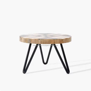 Vente en gros de support à gâteau rond en bois de style luxueux avec pied en métal pour décoration de fête d'anniversaire de mariage - Product Image 2