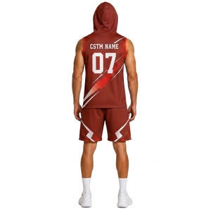 Custom 7 on 7 Sleeveless Hooded Football Uniform with Performance Jersey Athletic Shorts Set for Team Training and Tournament - Product Image 2