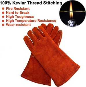 Guantes de Soldadura Resistentes al Calor y al Fuego para Soldadura TIG, MIG, Stick, Guantes para Barbacoa, Horno, Parrilla, Manipulación de Animales con Forro Suave (Rojo) - Product Image 2
