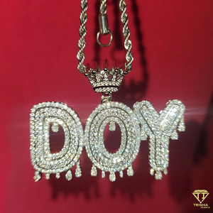 Collier Pendentif Lettre Personnalisée KEITH avec Diamant Moissanite, Chaîne Cubaine Hip Hop, Bijou Cadeau - Product Image 2