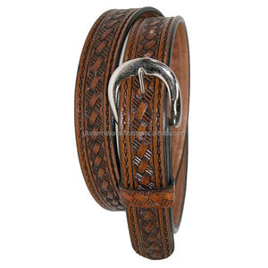 Trending Design 100% Genuine Brown Western Leather tooling <b>belt</b> hand carved engraving and painting tooled leather <b>cowboy</b> <b>belt</b> - Product Image 3