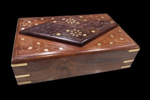 Carved Wooden Jewelry Box Inlaid <b>Storage</b> Case for Necklace and Wedding Anniversary Gift Organizer <b>Tabletop</b> - Product Image 4
