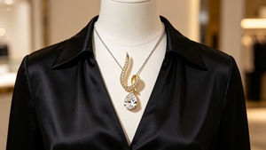 Art Palace - Colgante Solitario de Cristal con Corte de Pera Chapado en Oro de 22k para Mujer, Lujoso para Uso Diario - Product Image 2