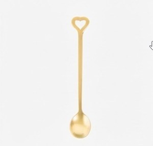 Contemporary Metal Gold Finish Coffee <b>Spoon</b> With Heart Shape Handle For <b>Latte</b> Art Serving Durable Daily Use Item - Product Image 1