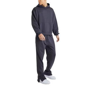 Ensemble de survêtement 2 pièces pour garçons : sweat à capuche et pantalon de jogging en molleton coupe régulière, coupe-vent, 100 % coton de haute qualité pour l'hiver - Product Image 1