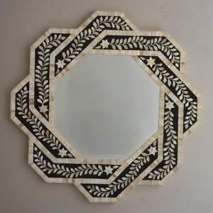 Artisan Made Bone Inlay Resin <b>Mirror</b> <b>Frame</b> Showcasing Precision Craft For Elegant Living Spaces - Product Image 2