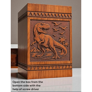 Handcrafted Wooden Dinosaur Urn | Personalized Cremation <b>Box</b> | T-Rex <b>Memorial</b> <b>Memorial</b> <b>Keepsake</b> by AYAANS - Product Image 4
