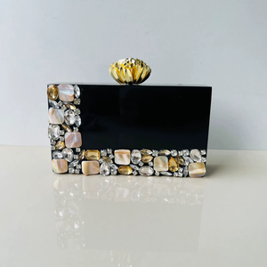 Pochette Chic Faite Main en Résine Époxy avec Décoration Fleur Diamantée, Fermeture Magnétique Étanche, Couleur Personnalisable, 500ml - Product Image 1