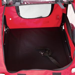 Remorque pliable rouge pour vélo, pour chiens, utilisation extérieure, avec réflecteurs et drapeau de sécurité inclus, transporteur pour animaux de compagnie - Product Image 5