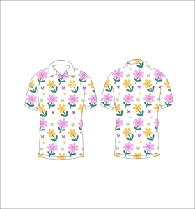 Men’s Floral Print <b>Polo</b> Shirt Short Sleeve Casual Summer Fashion Golf Shirt <b>White</b> - Product Image 6