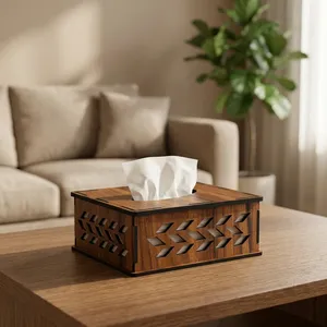 TAQI CRAFT Boîte à mouchoirs décorative en bois sculpté, classique, multifonctionnelle, faite à la main, écologique, en bois de rose, pour la maison et les restaurants - Product Image 6