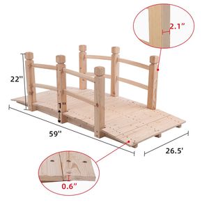 Ponte Paesaggistico in Legno Anticorrosione a Densità Elevata, Colore Burlywood, Modello 50941446, Piccolo Ponte ad Arco Europeo per Cortili e Spazi Esterni - Product Image 3