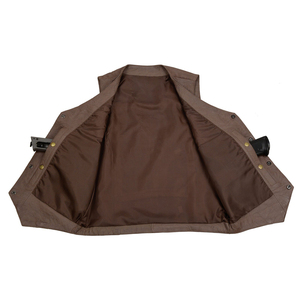 Herren Vintage Braun Echtleder V-Ausschnitt Einreihige Weste mit Taschen – Hochwertige Großhandelsware vom Hersteller - Product Image 3