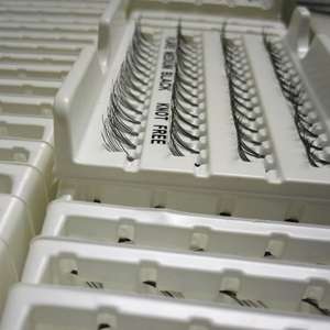 Cils individuels en bouquets 20D faits à la main, en soie, sans nœuds, 8-16mm, en cheveux synthétiques, noir naturel, 3 rangées - Product Image 4