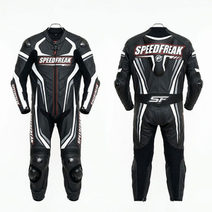 ชุดหนังมอเตอร์ไซค์ SpeedFreak แบบชิ้นเดียว สำหรับขับขี่และแข่งรถ สีดำเทา - Product Image 3
