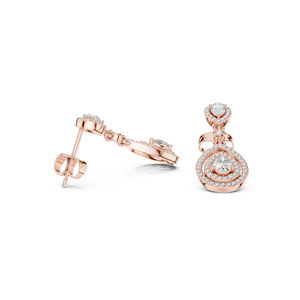 Pendientes de Diamantes Cultivados en Laboratorio, Redondos y en Forma de Pera, de Oro Blanco de 14K, para Mujer |   Diamante Cultivado Nuevo - Product Image 4