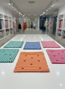 Tissu Popeline de Coton Peigné Léger, Respirant, Absorbant l'Humidité, Biologique et Écologique, Imprimé Cœurs Multicolores - Product Image 3