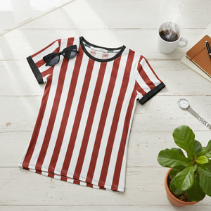 Camisetas de Mujer de Manga Corta con Cuello Redondo en Colores Blanco y Rojo, 100 Gramos, Camiseta Casual Ecológica al por Mayor - Product Image 1