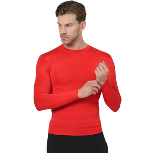 Lean Profile Mens Long Sleeve Compression Shirt Crew Neck Quick Dry Polyester Plain Body Fit Training Baselayer OEM <b>Maker</b> Vendor - Product Image 2