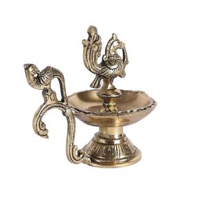 Lampe à huile Diya indienne en laiton, artisanale traditionnelle, pour la maison et le temple - Product Image 5