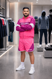 REXFIT SPORTS 2026 Ensemble veste coupe-vent et short en nylon rose et violet personnalisé, marque privée, streetwear, vêtements de sport - Product Image 3