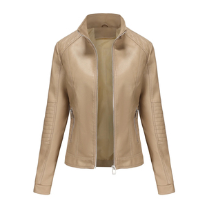 Premium Quality Fashion Style Casual Wear Leather Classic Outer Wear Breathable Windproof Women Leather Jacket - Product Image 1