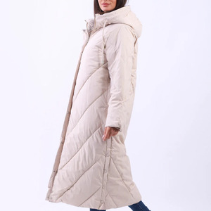 Chaqueta Larga Acolchada con Capucha para Mujer, con Ribete de Piel, Manga Larga, Abrigo de Invierno, Relleno Grueso de Poliéster, Cierre de Cremallera - Product Image 2