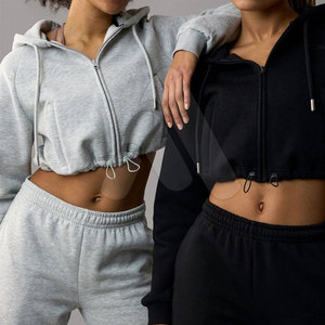 Conjuntos Deportivos de 2 Piezas para Mujer, Transpirables, Ecológicos, de Invierno, Lavado Ácido, 100% Algodón, con Logotipo Personalizable, Venta al Por Mayor - Product Image 4