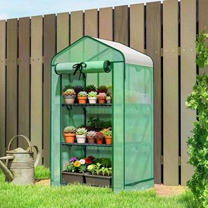 Grande Serra da Giardino Moderna Pop-up in Acciaio Zincato con Telaio in Legno/Acciaio e Materiale in PVC/Vetro per la Crescita delle Piante all'Aperto - Product Image 2
