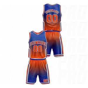 Uniforme de basket-ball de haute qualité, dernier design, maillots de basket-ball personnalisés pour équipe et ensemble dégradé royal orange - Product Image 2
