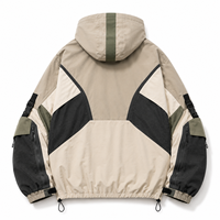 Veste Anorak d'hiver pour homme, coupe-vent technique imperméable, style streetwear, avec blocs de couleur, demi-zip et poignets ajustables, vente en gros