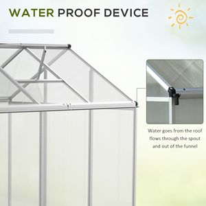 Serra in Policarbonato 6FT X 6FT con Ventilazione sul Tetto, Serra da Giardino per Hobby con Grondaia, Adatta anche per l'Uso Invernale - Product Image 6