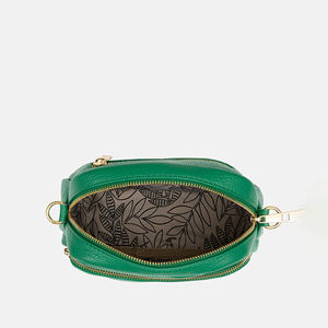 <b>Green</b> Genuine Leather Crossbody Bag Compact Shoulder <b>Purse</b> Zipper Closure Adjustable Strap for Daily Travel - Product Image 4
