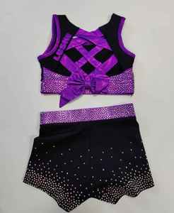 ชุดเชียร์ลีดเดอร์เด็ก Solid Traders 2026 ประดับเพชรเทียม สำหรับการแสดงและการฝึกซ้อม เสื้อกล้าม กระโปรง โพลีเอสเตอร์ 100% - Product Image 2