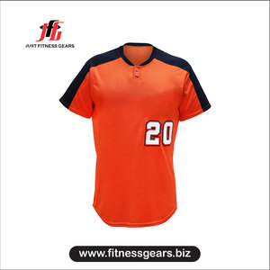 JUST FITNESS GEARS Ensemble de maillot de baseball pour homme, orange, manches courtes, polyester respirant, vêtements pour toutes les saisons - Product Image 3