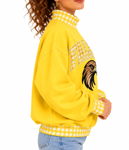 Custom Women’s Cotton Fleece <b>Mock</b> Neck Sweatshirt Oversized Fit Embroidered Front Logo Autumn Winter Streetwear - Product Image 6
