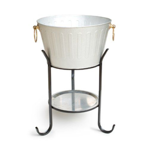 Galvanized Metal Ice <b>Bucket</b> Beverage Cooler Tub With Stand Durable Stylish Ice <b>Bucket</b> Perfect For Parties Home Barware For Sale - Product Image 6