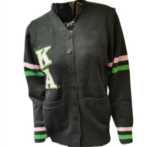 2026 New Style Customized AKA Sorority V Neck Varsity <b>Cardigan</b> <b>Sweater</b> 100% Cotton Breathable Chenille Front Logo Autumn Knitted - Product Image 3